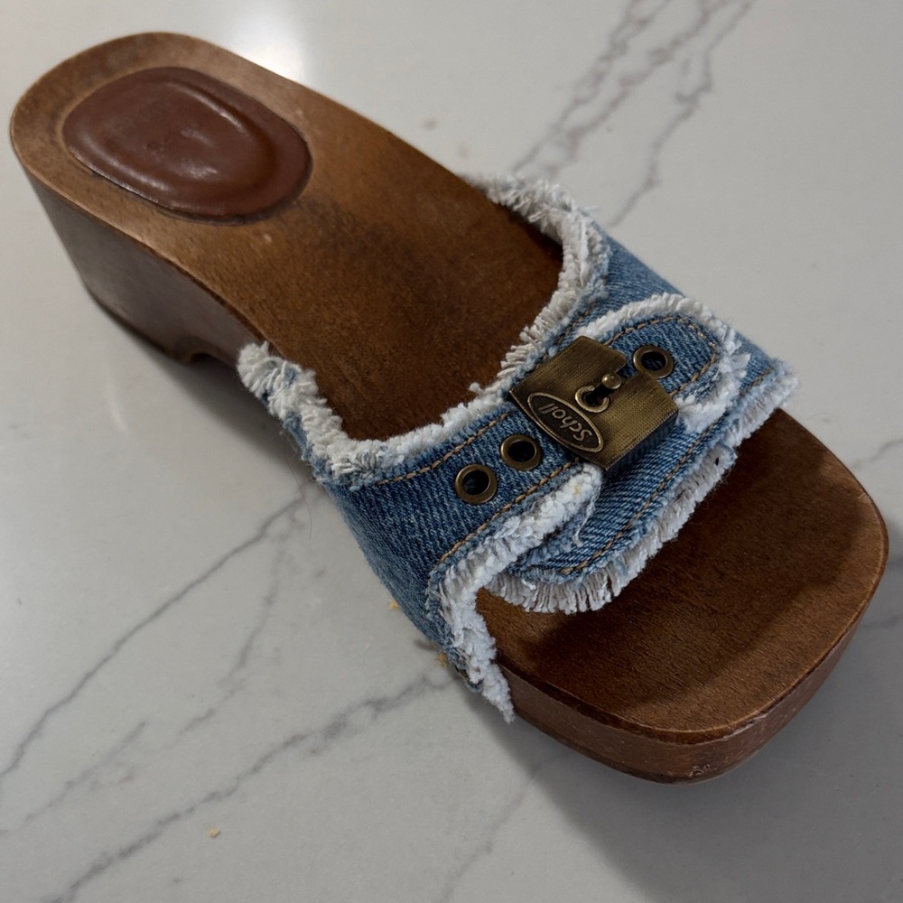 Re/Done Denim and Brown Mules